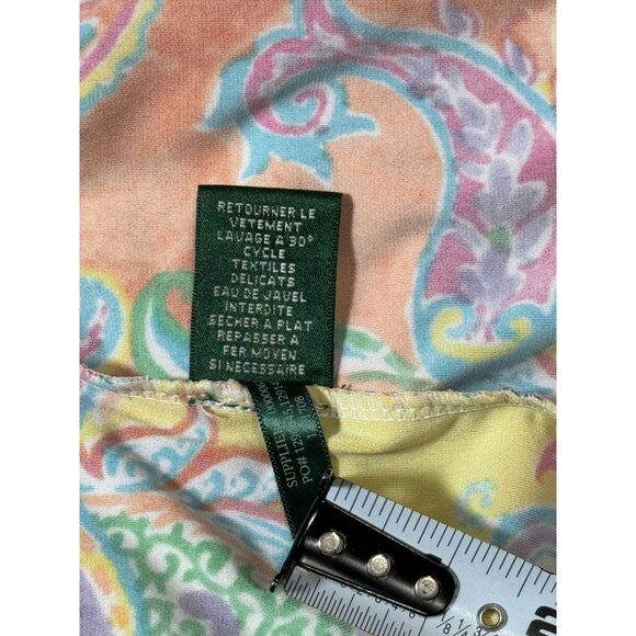 LAUREN RALPH LAUREN $169 Paisley Colorful Jersey Cap Sleeve Belted Dress Sz P XS - Picture 10 of 10